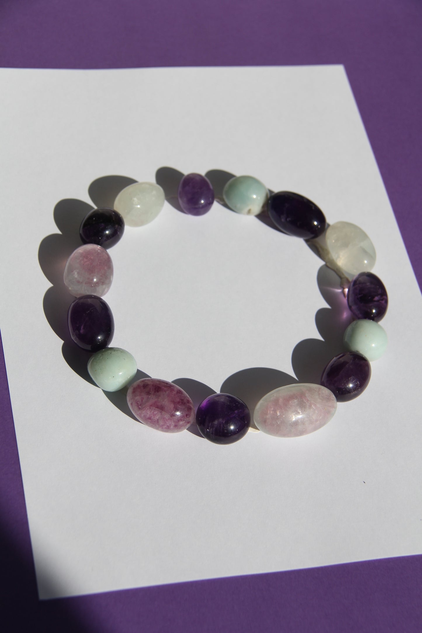 Necklace: amethyst, fluorite, amazonite