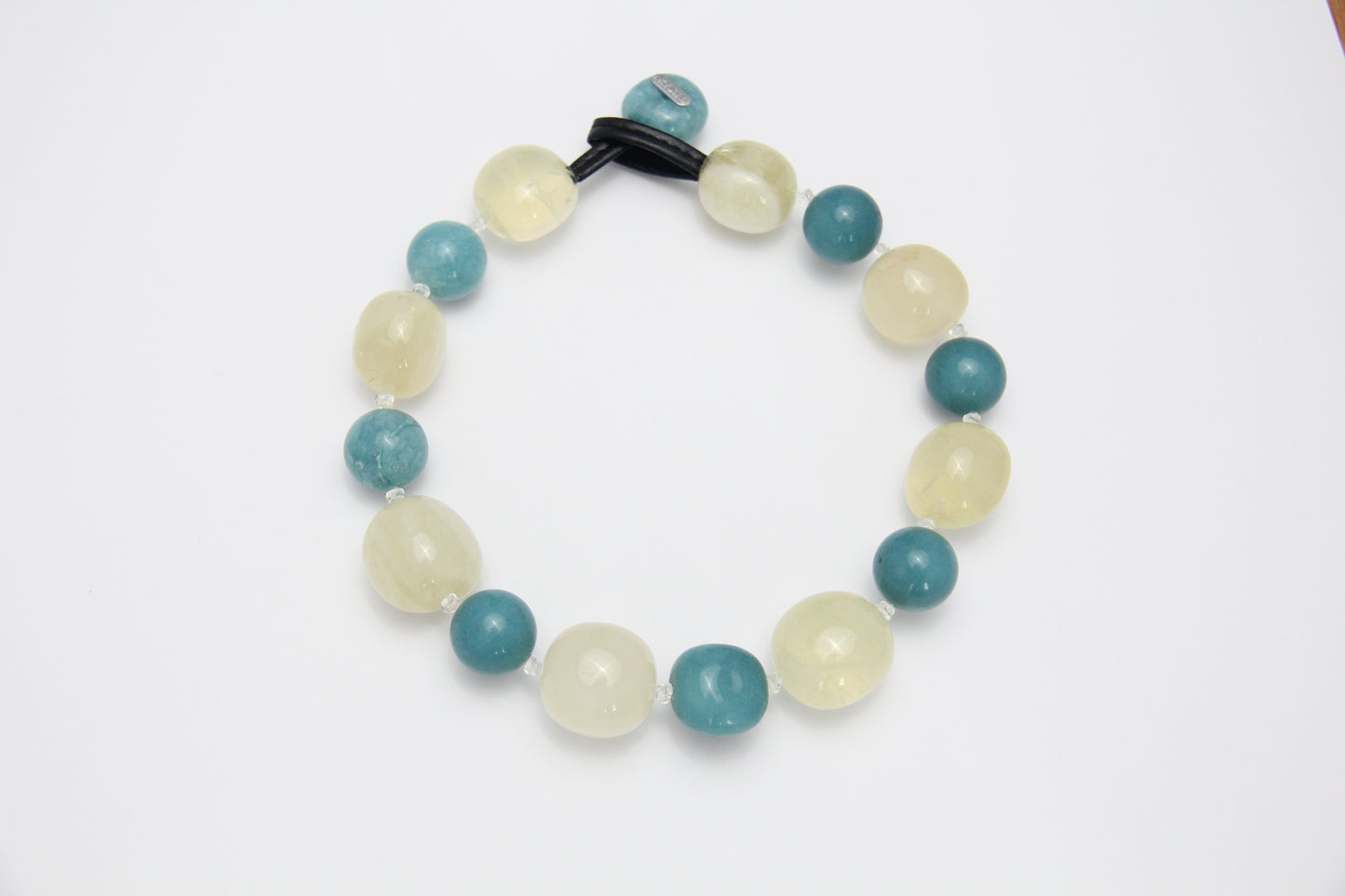 Necklace: citrine, blue chalcedony