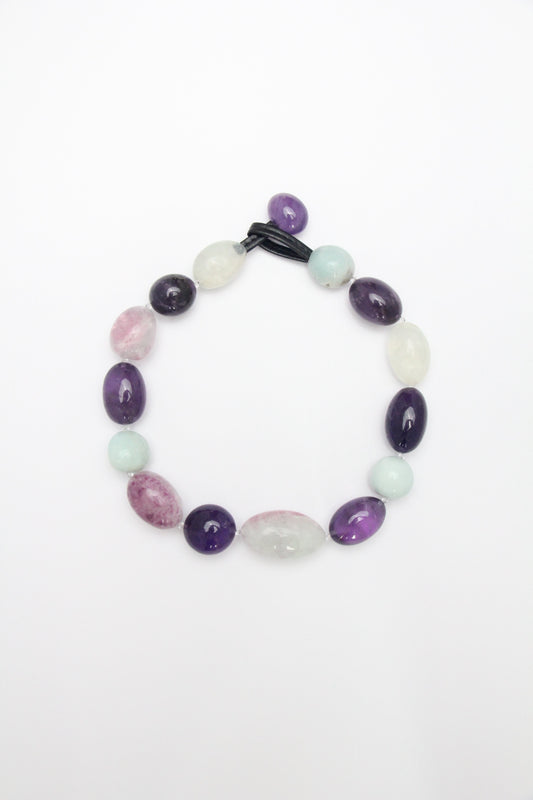 Necklace: amethyst, fluorite, amazonite