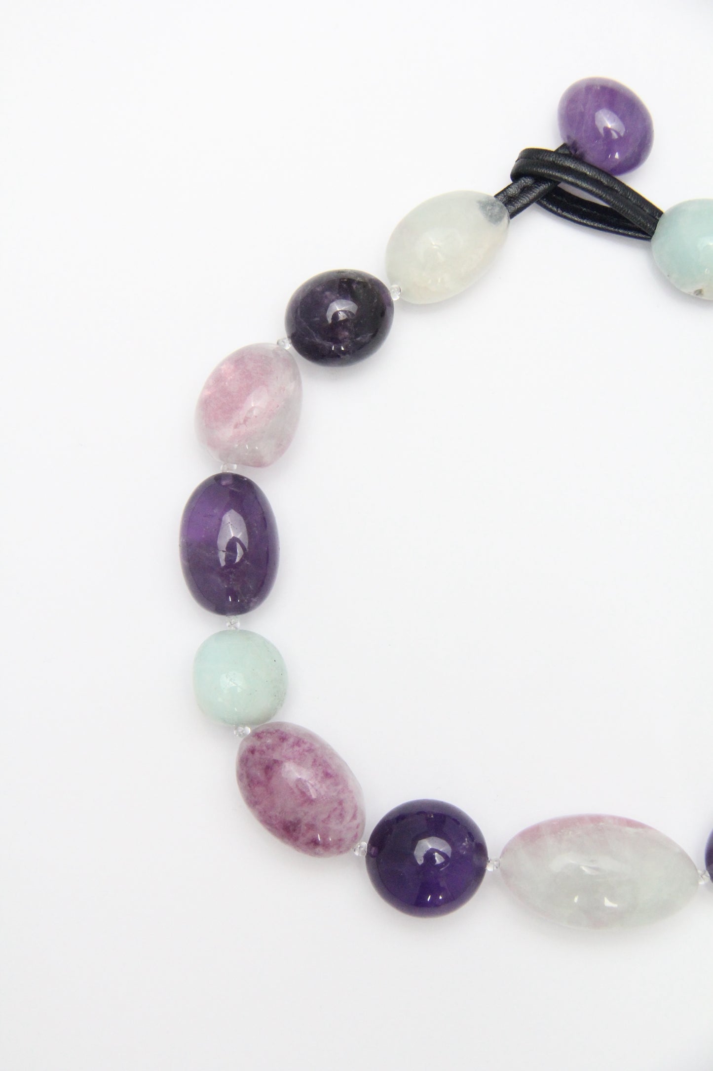 Necklace: amethyst, fluorite, amazonite