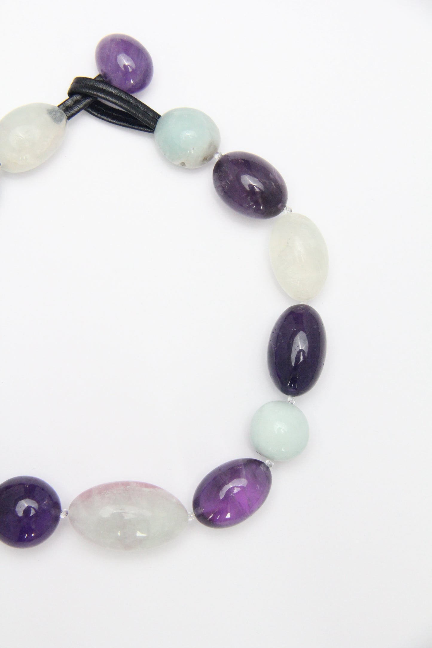 Necklace: amethyst, fluorite, amazonite