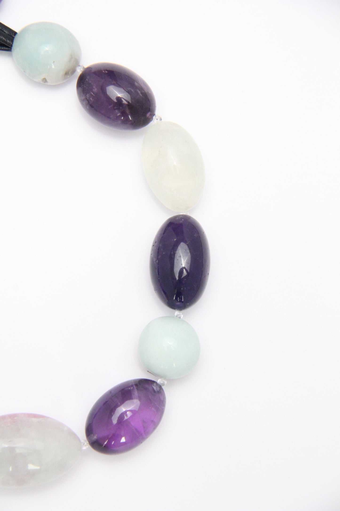 Necklace: amethyst, fluorite, amazonite