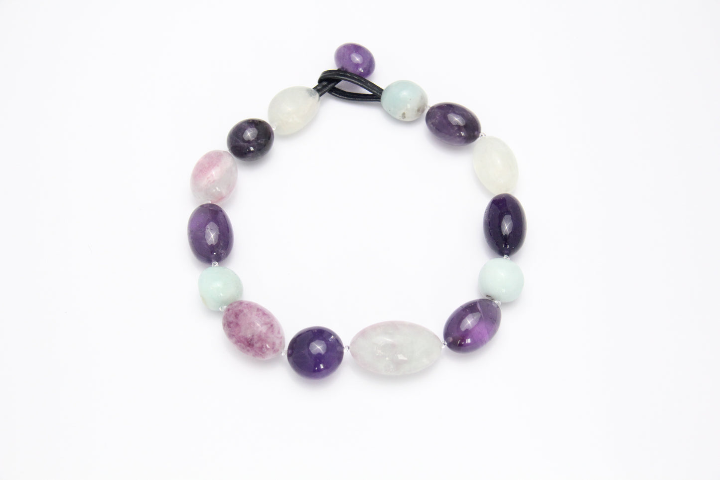 Necklace: amethyst, fluorite, amazonite