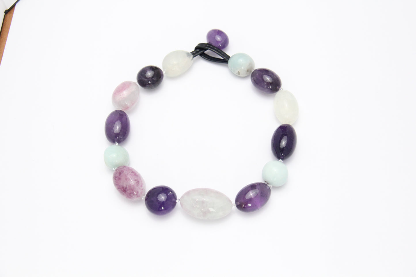 Necklace: amethyst, fluorite, amazonite