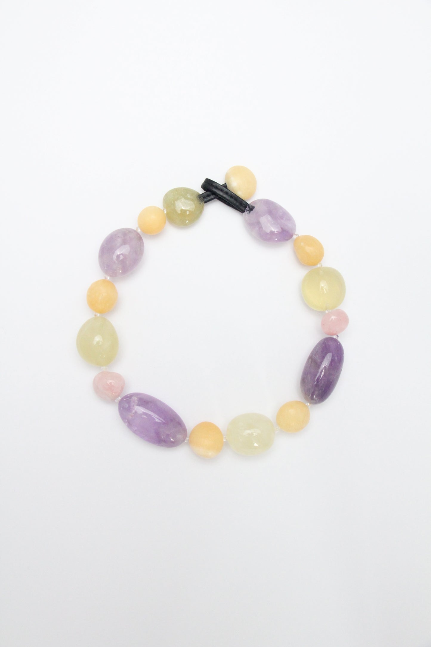 Necklace: amethyst, citrine, rose quartz, cream yellow onyx