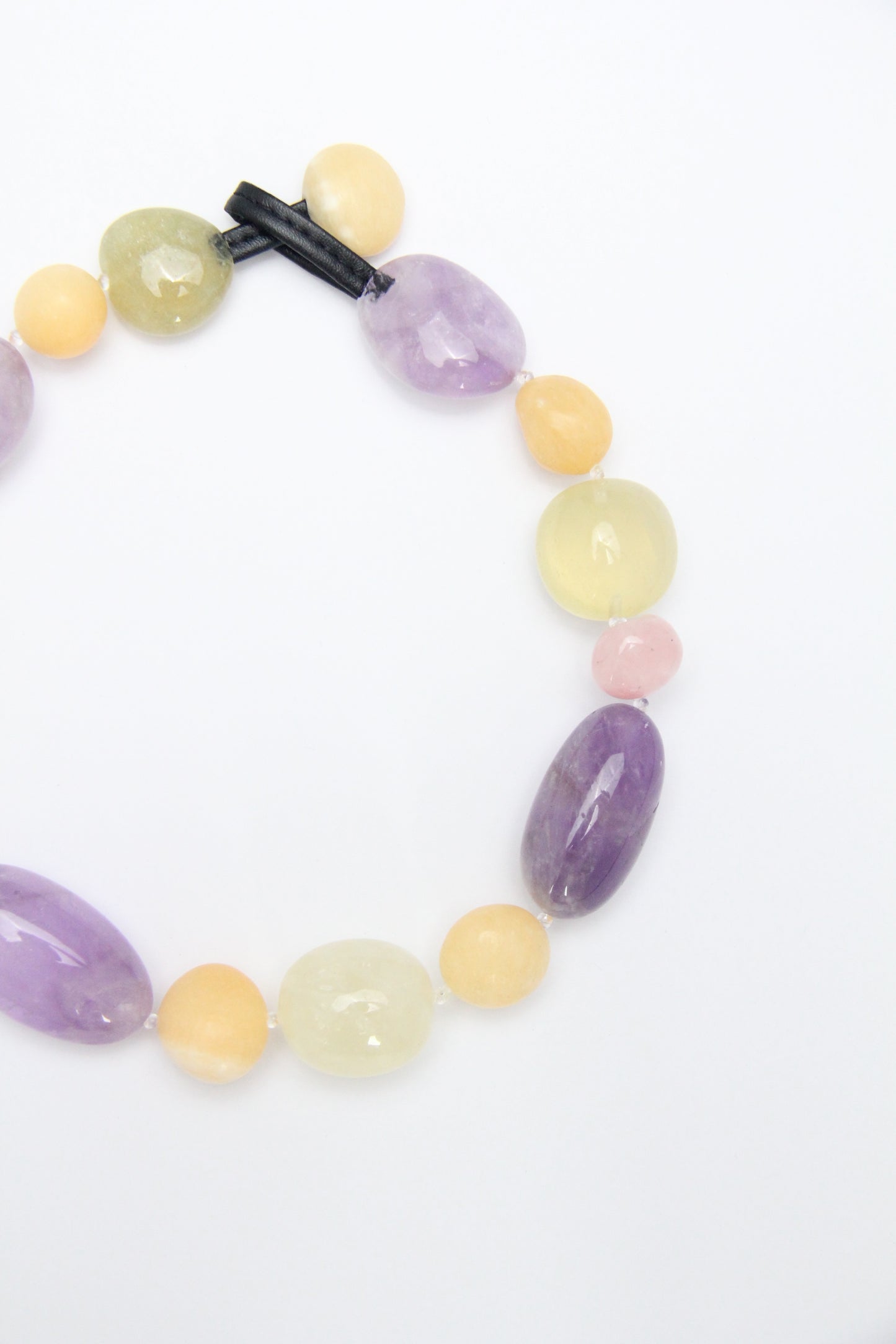 Necklace: amethyst, citrine, rose quartz, cream yellow onyx