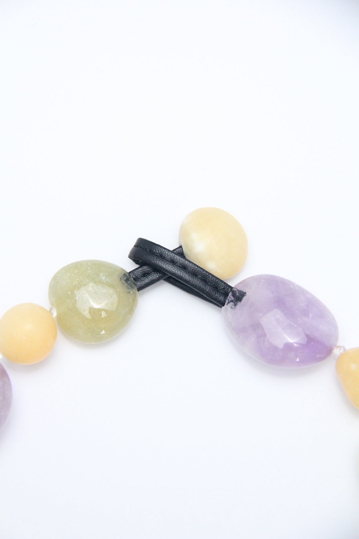 Necklace: amethyst, citrine, rose quartz, cream yellow onyx