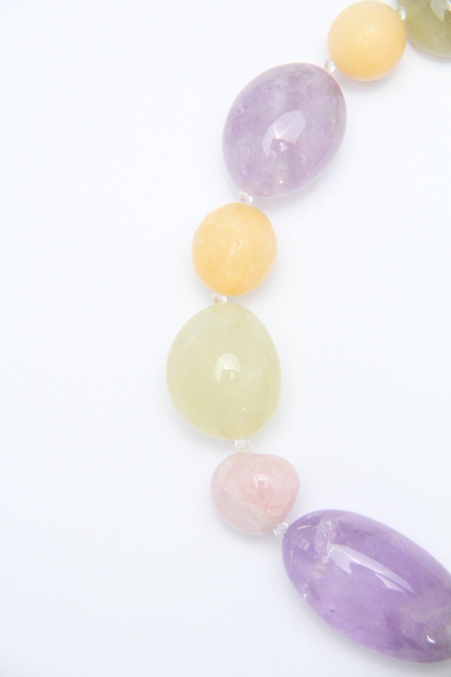 Necklace: amethyst, citrine, rose quartz, cream yellow onyx