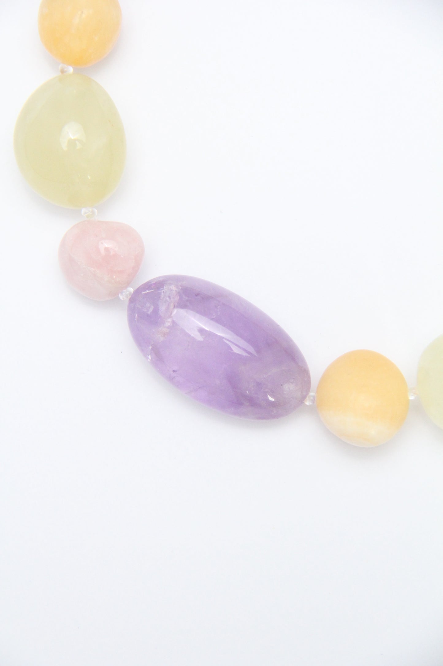 Necklace: amethyst, citrine, rose quartz, cream yellow onyx