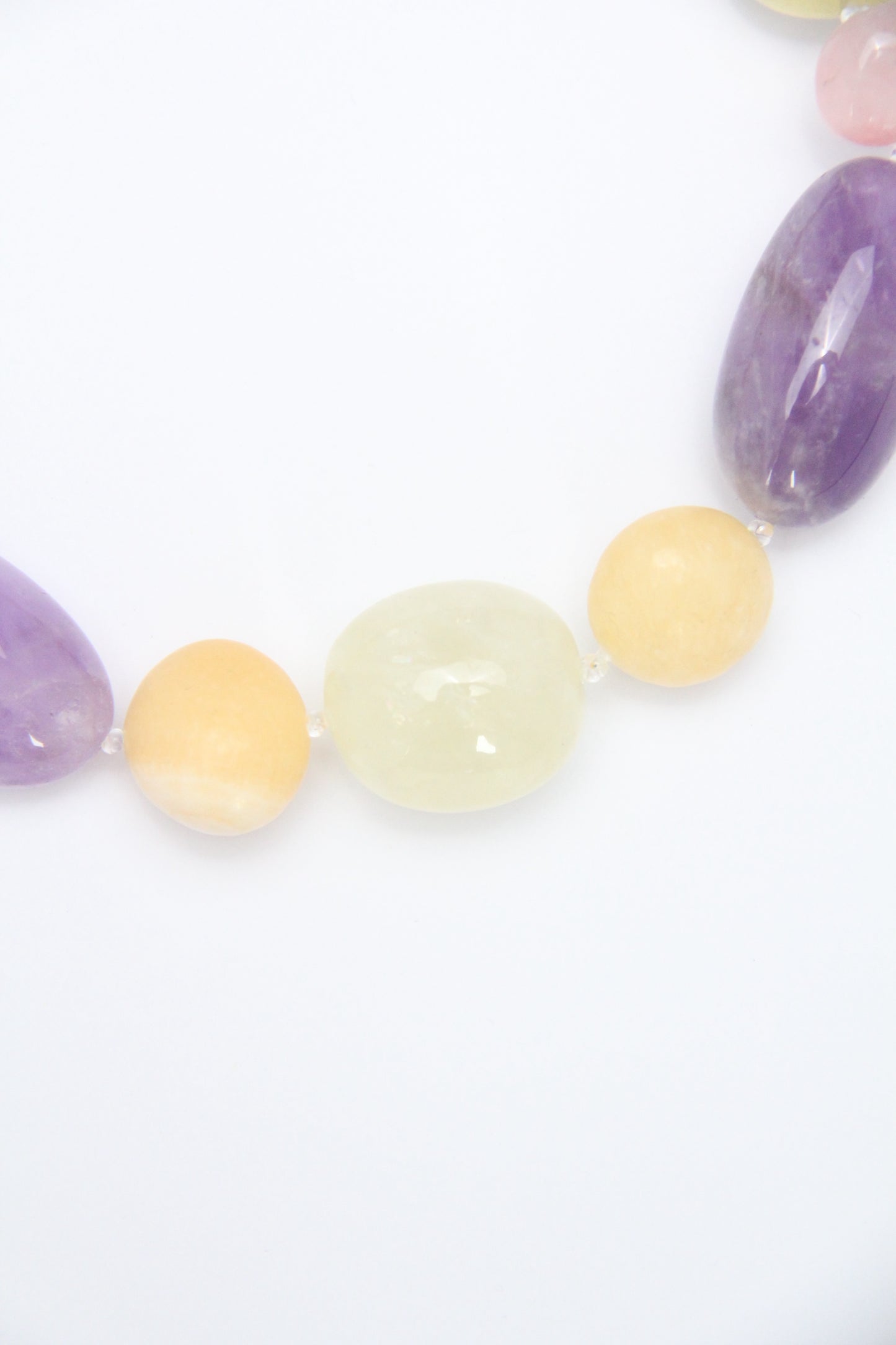 Necklace: amethyst, citrine, rose quartz, cream yellow onyx