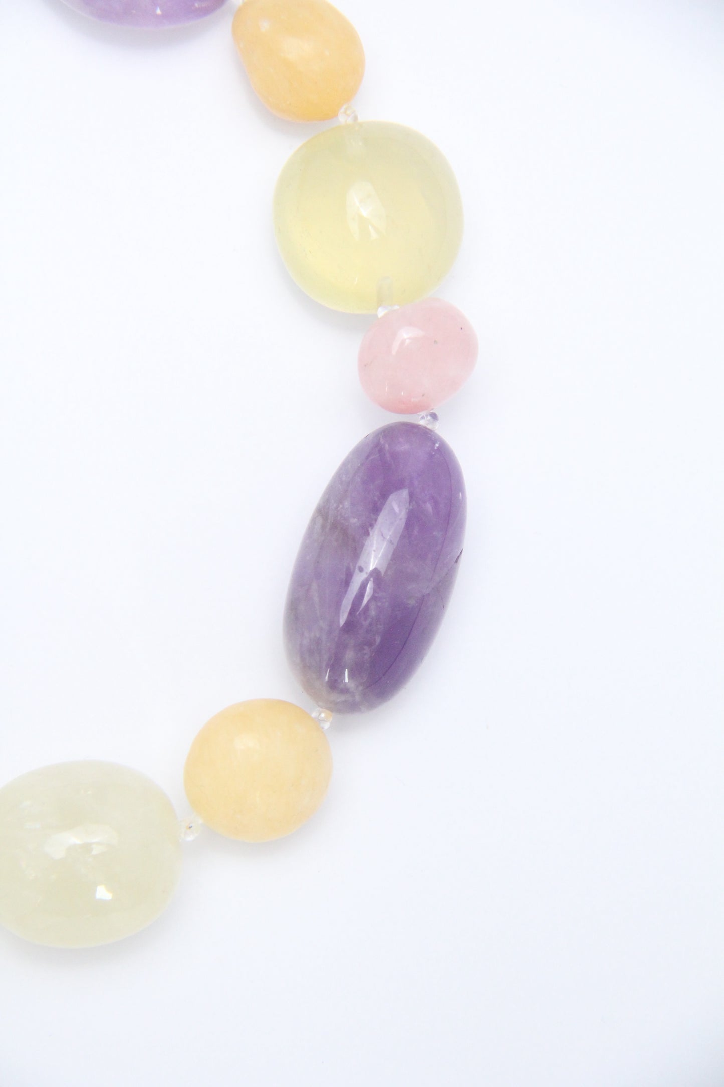 Necklace: amethyst, citrine, rose quartz, cream yellow onyx