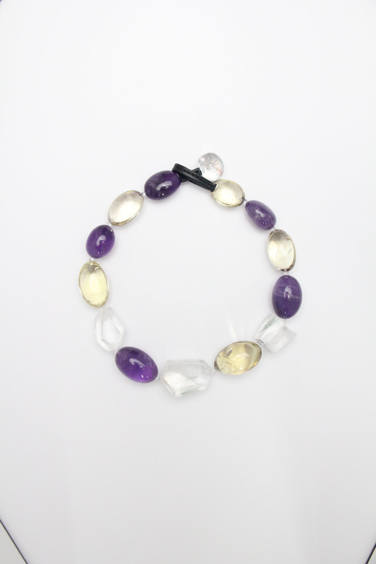 Necklace: amethyst, citrine, white crystal