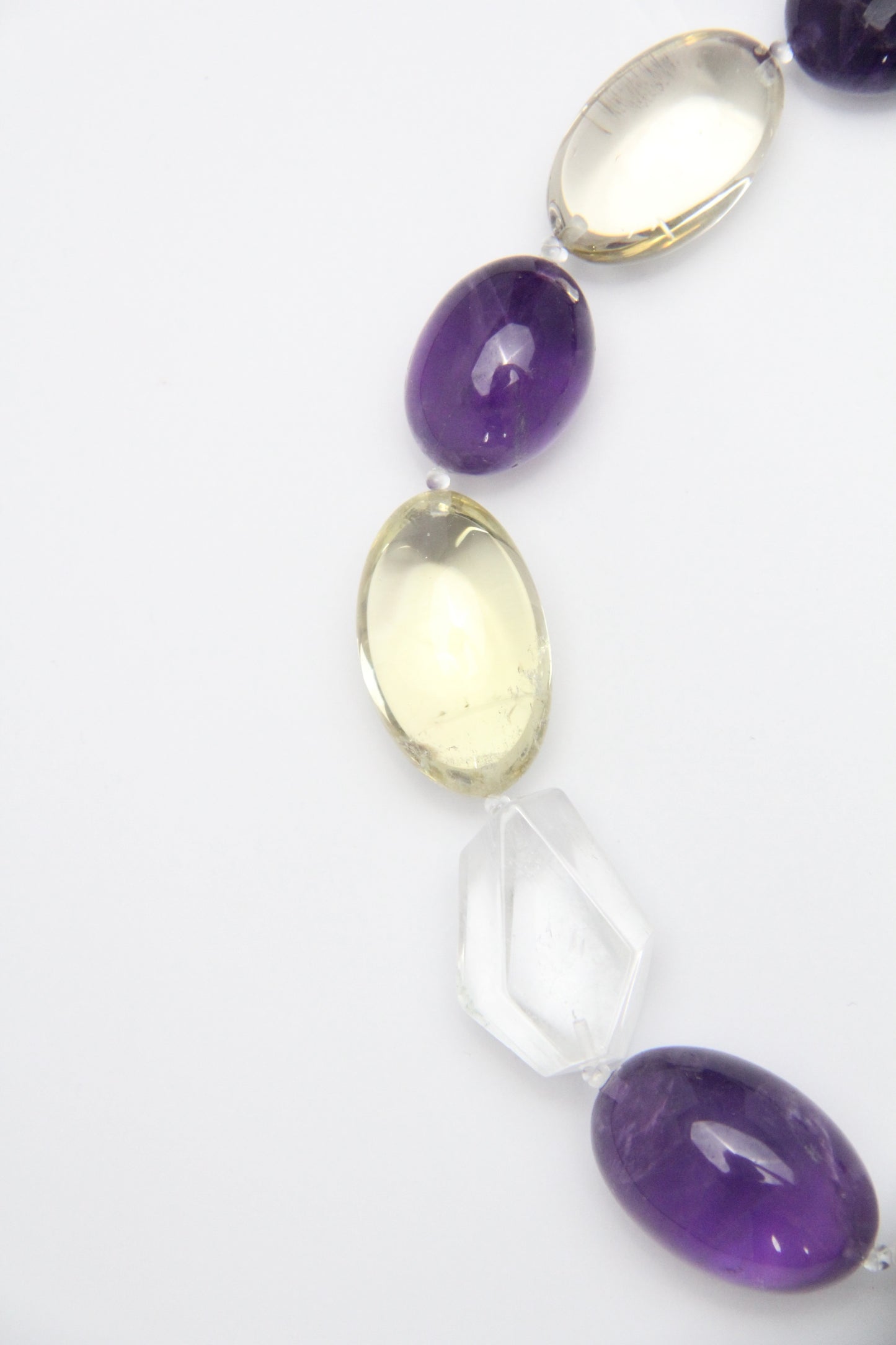 Necklace: amethyst, citrine, white crystal