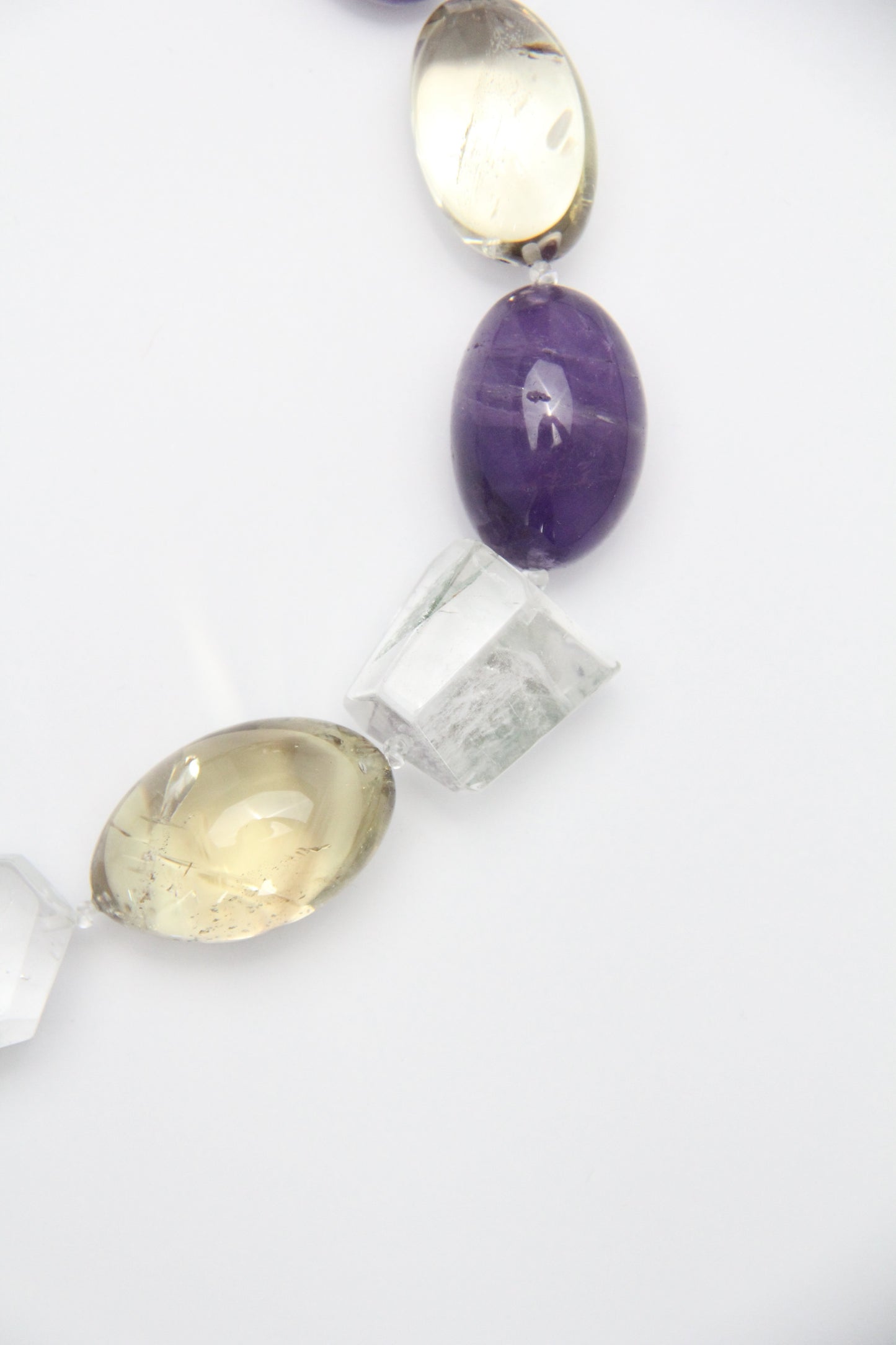 Necklace: amethyst, citrine, white crystal