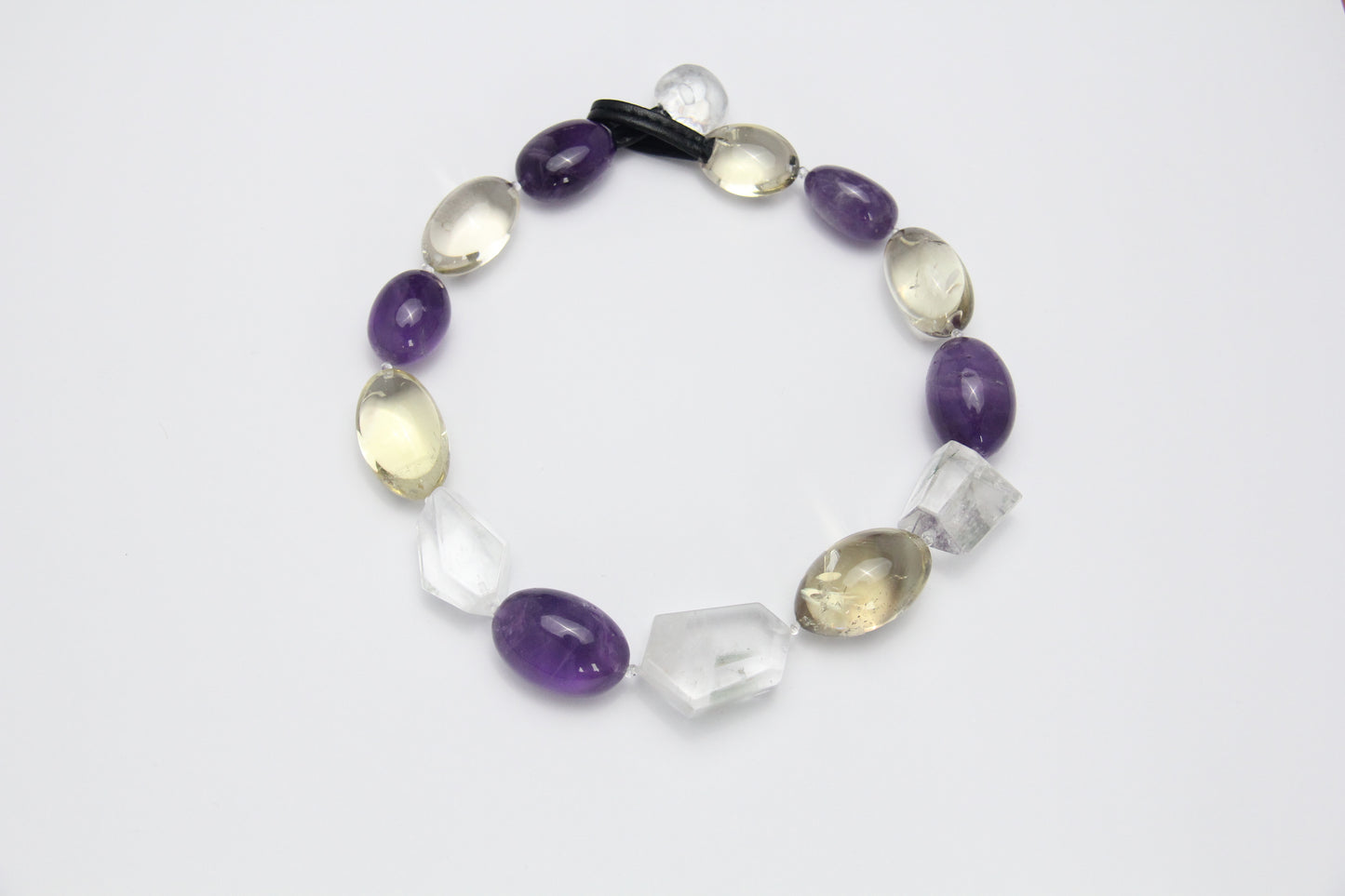 Necklace: amethyst, citrine, white crystal