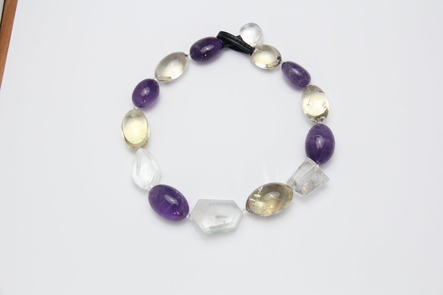 Necklace: amethyst, citrine, white crystal