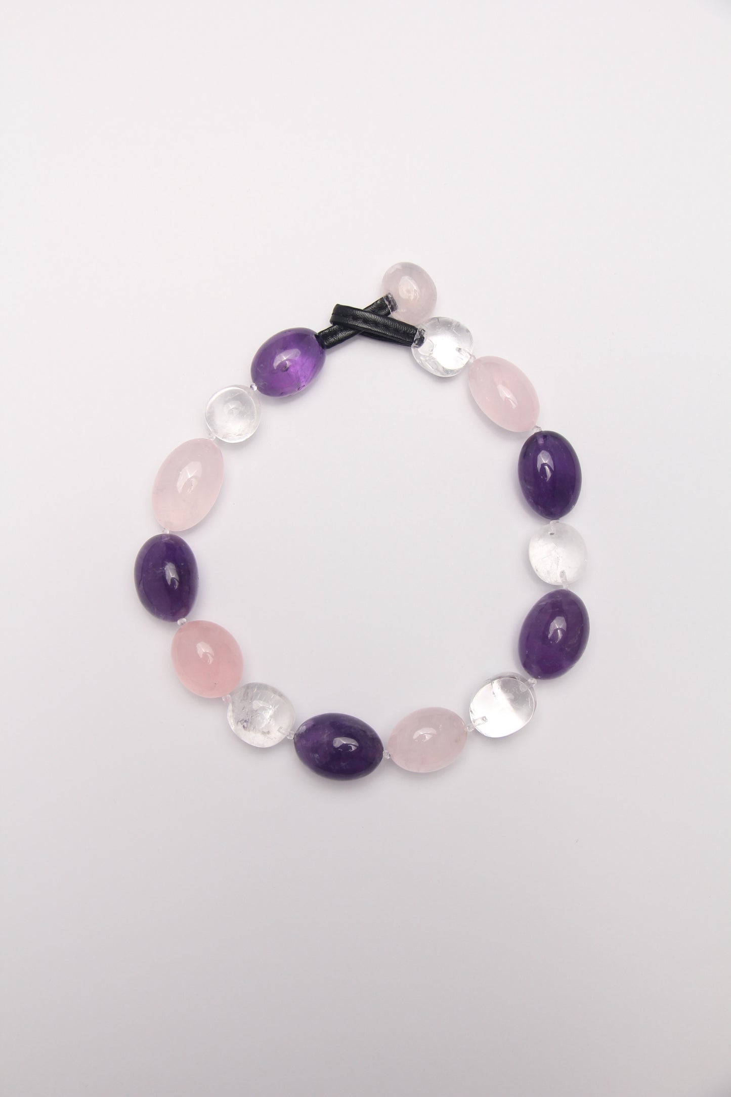 Necklace: amethyst, rose quartz, white crystal