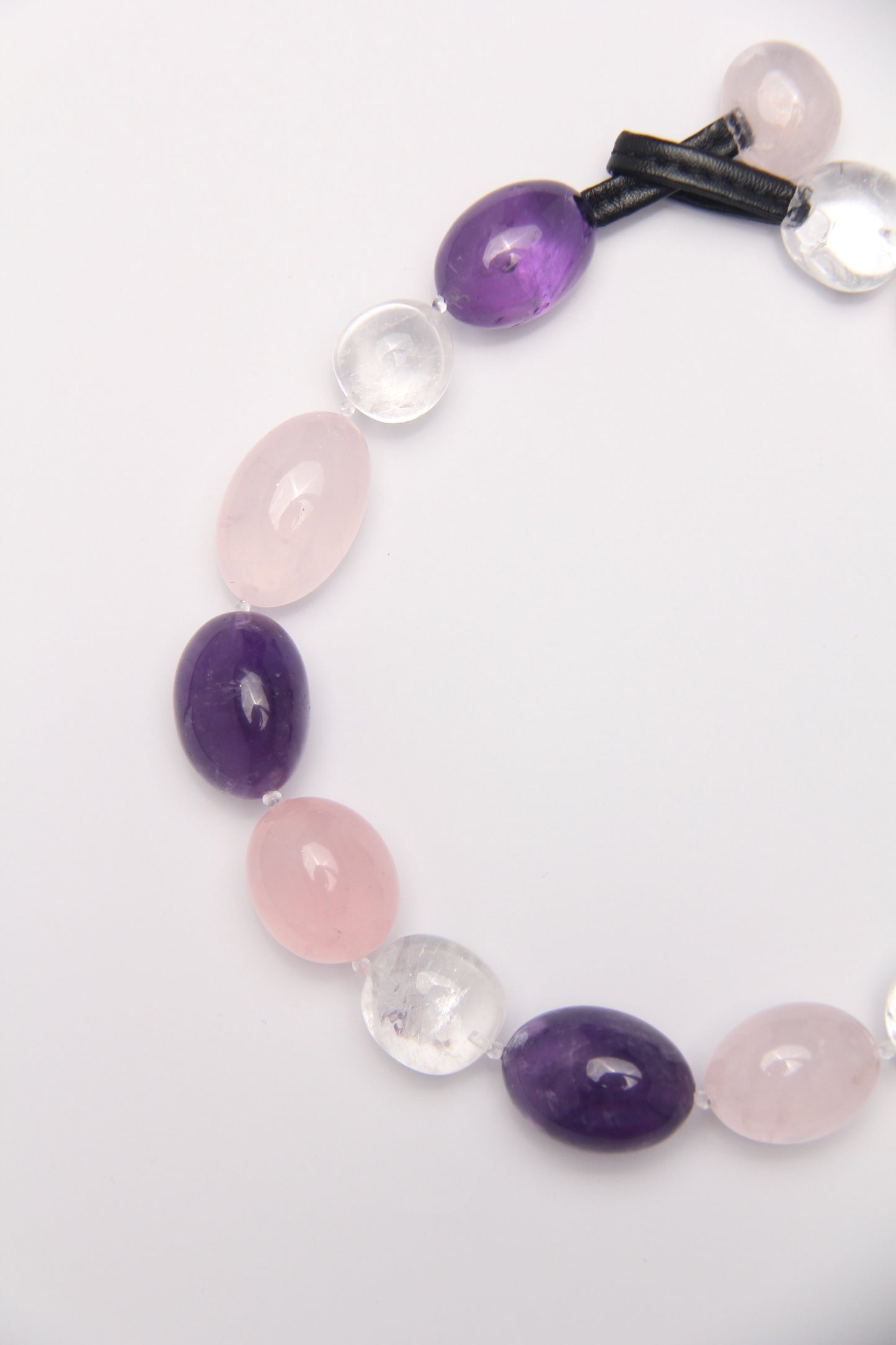 Necklace: amethyst, rose quartz, white crystal