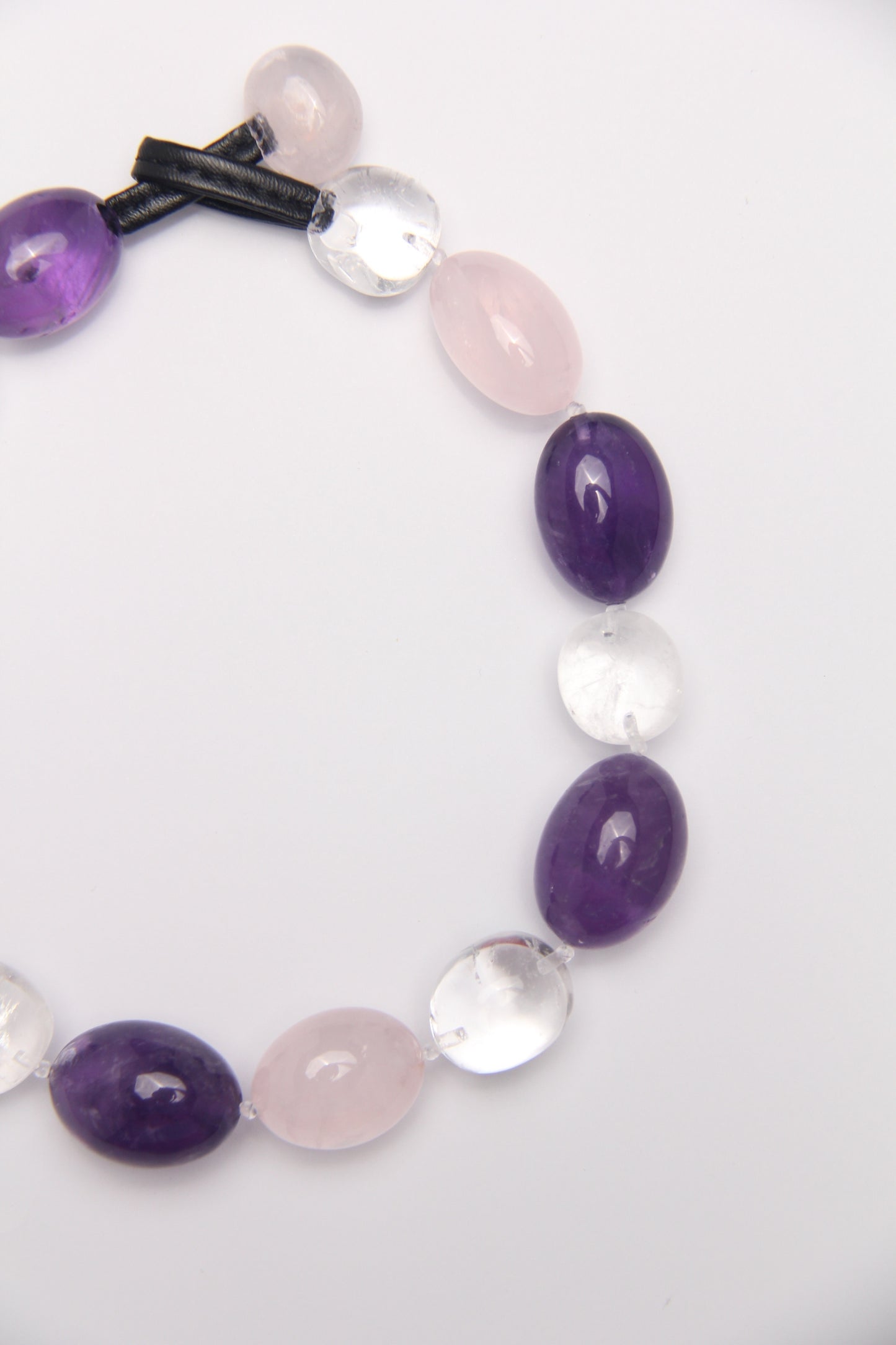 Necklace: amethyst, rose quartz, white crystal