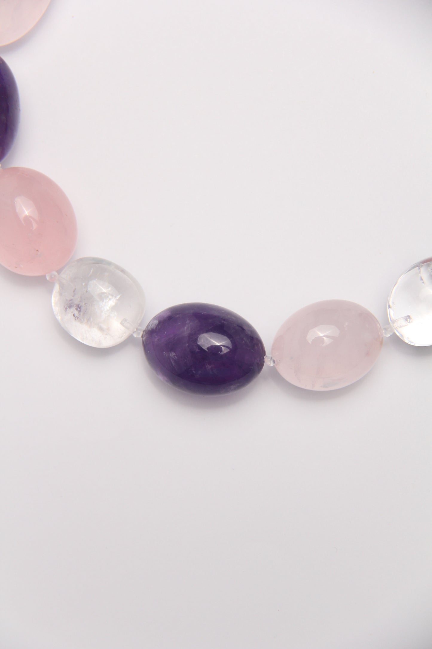 Necklace: amethyst, rose quartz, white crystal