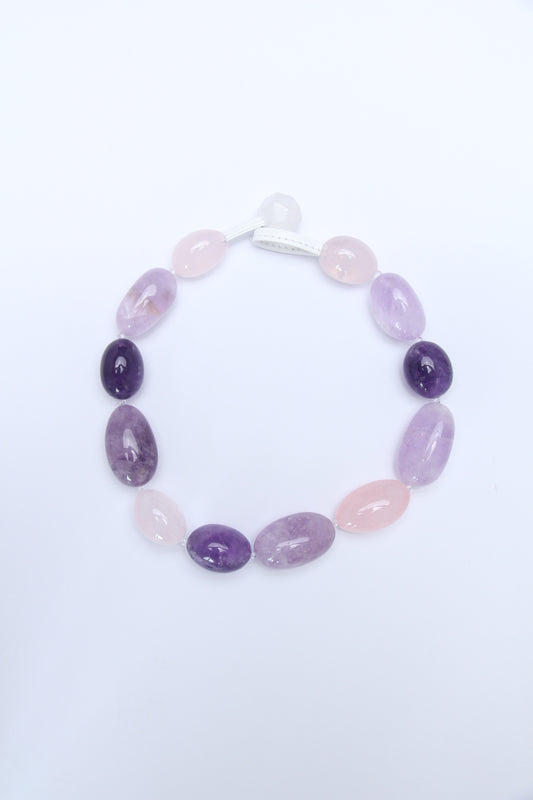 Necklace: rose quartz, amethyst