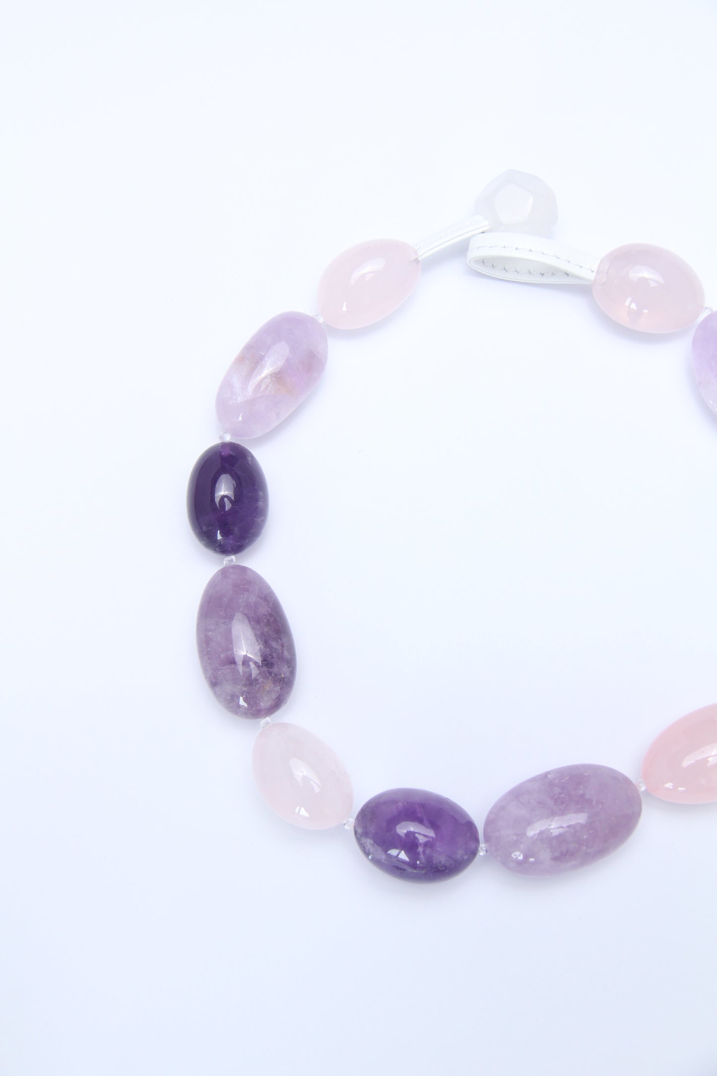 Necklace: rose quartz, amethyst