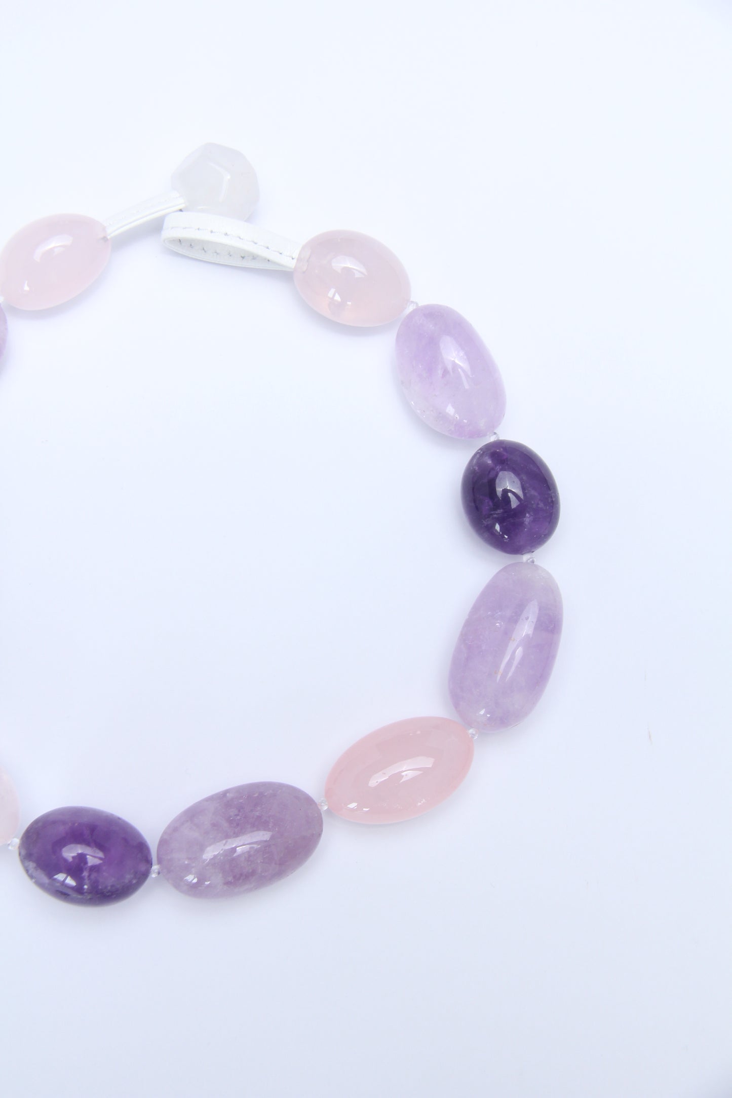 Necklace: rose quartz, amethyst