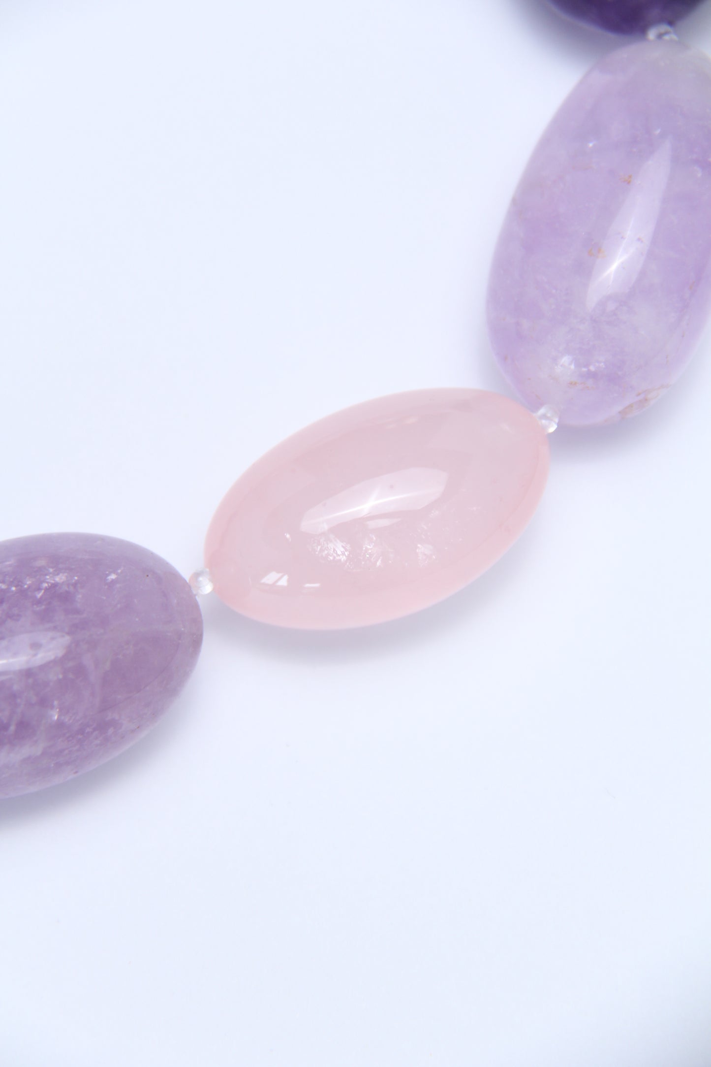 Necklace: rose quartz, amethyst