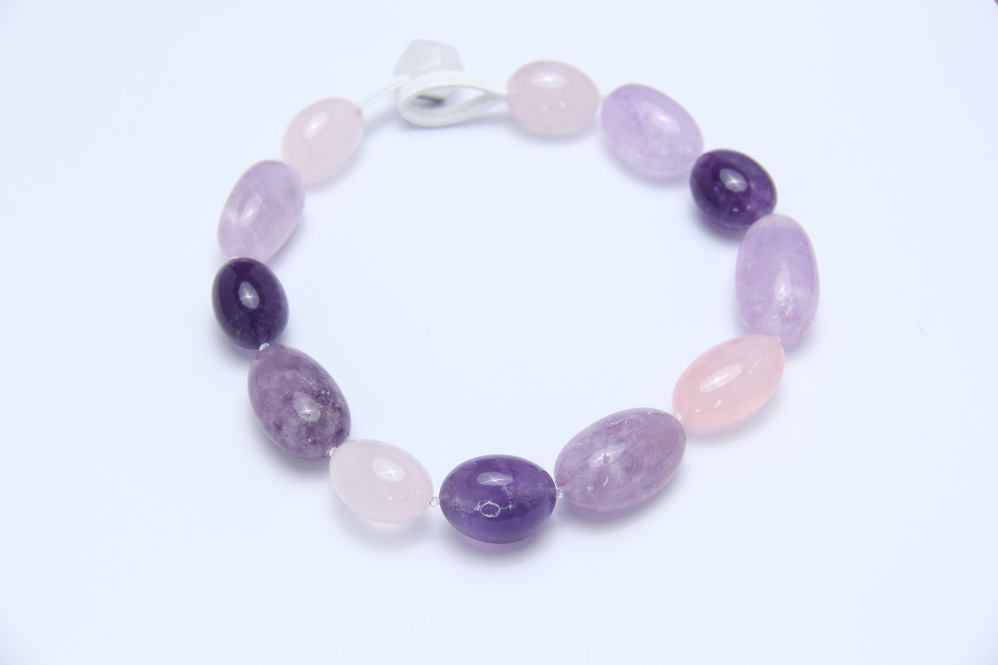 Necklace: rose quartz, amethyst