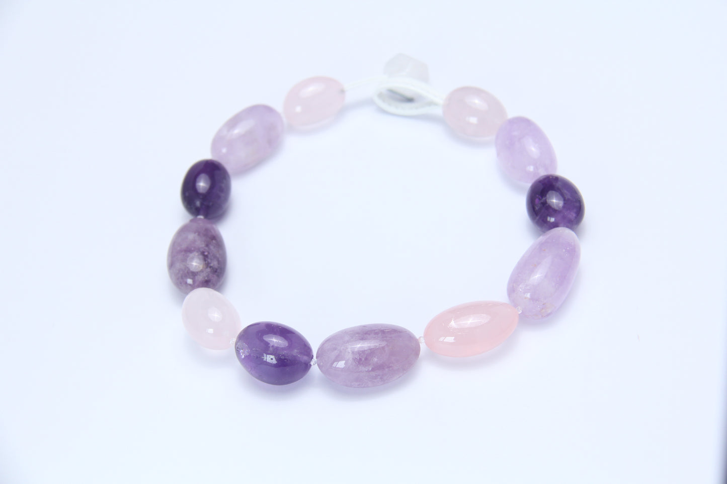 Necklace: rose quartz, amethyst