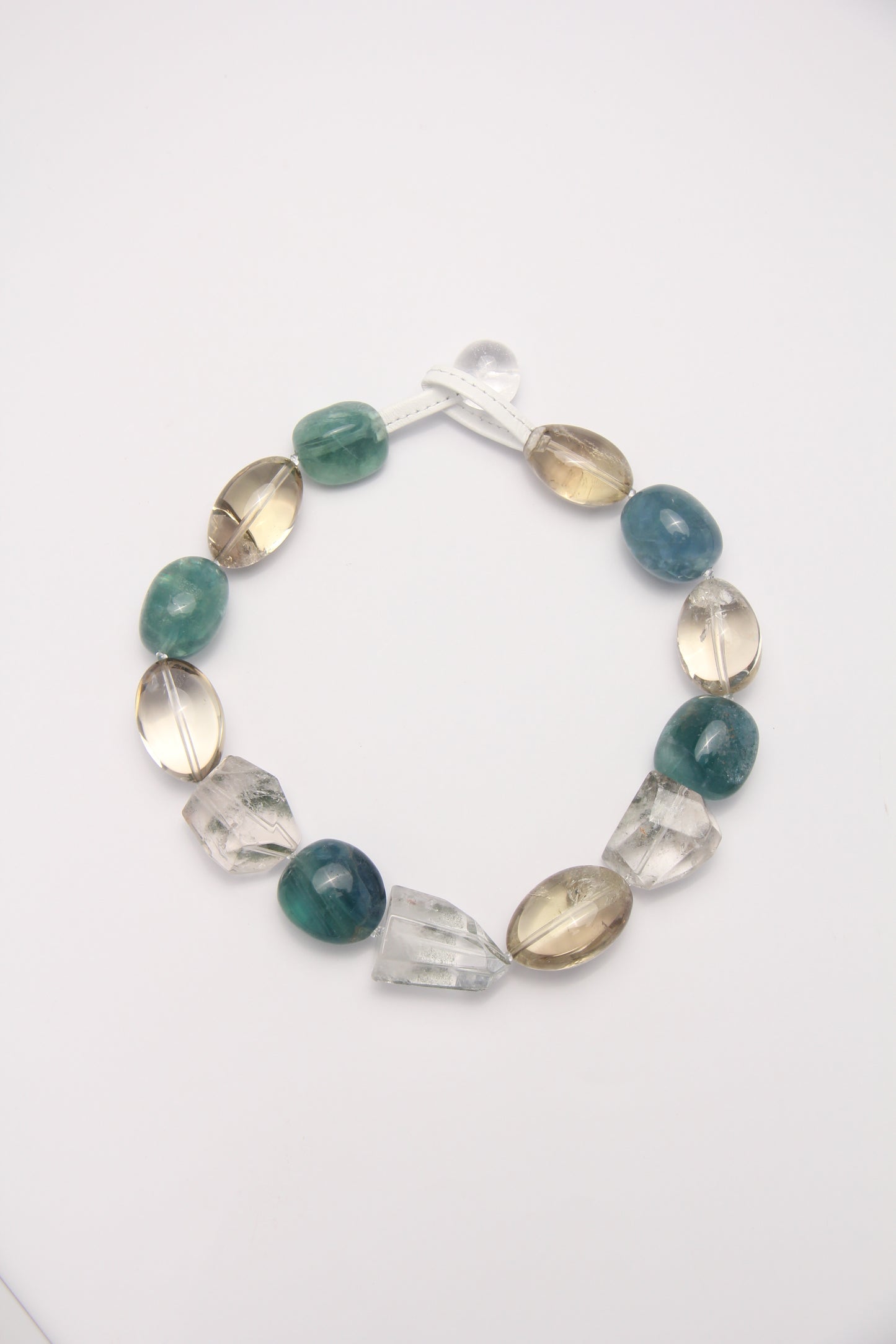 Necklace: ghost crystal, citrine, fluorite