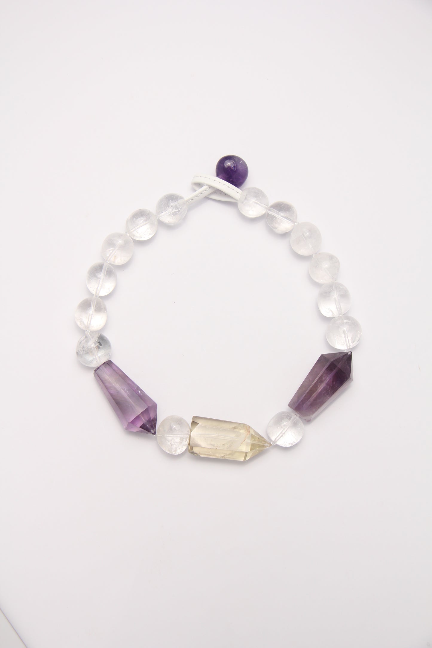 Necklace: amethyst, citrine, white crystal