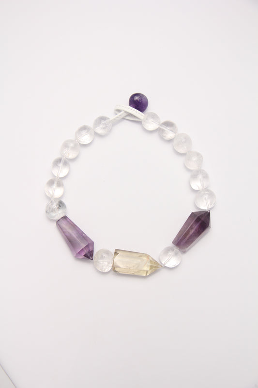 Necklace: amethyst, citrine, white crystal