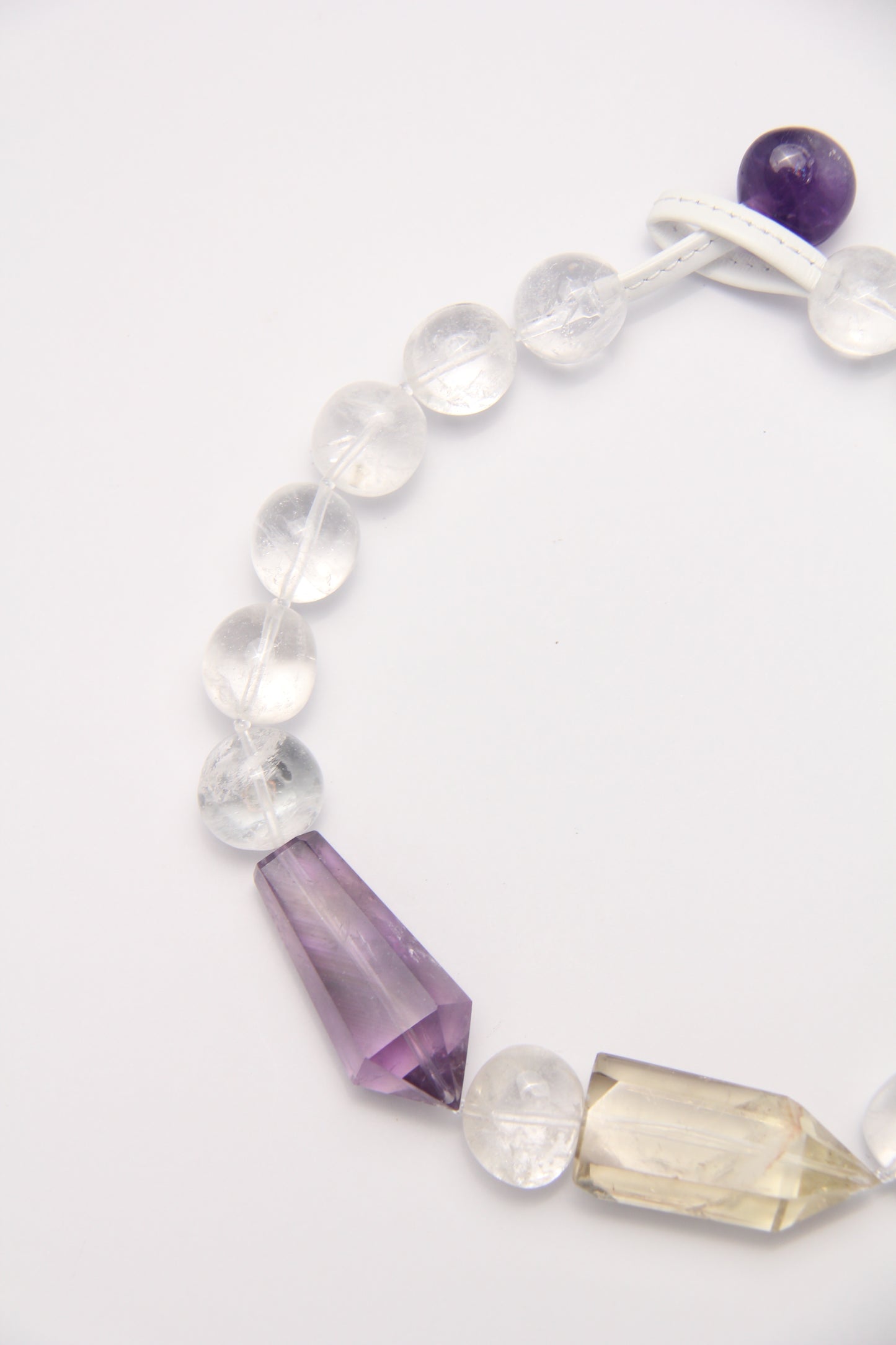 Necklace: amethyst, citrine, white crystal