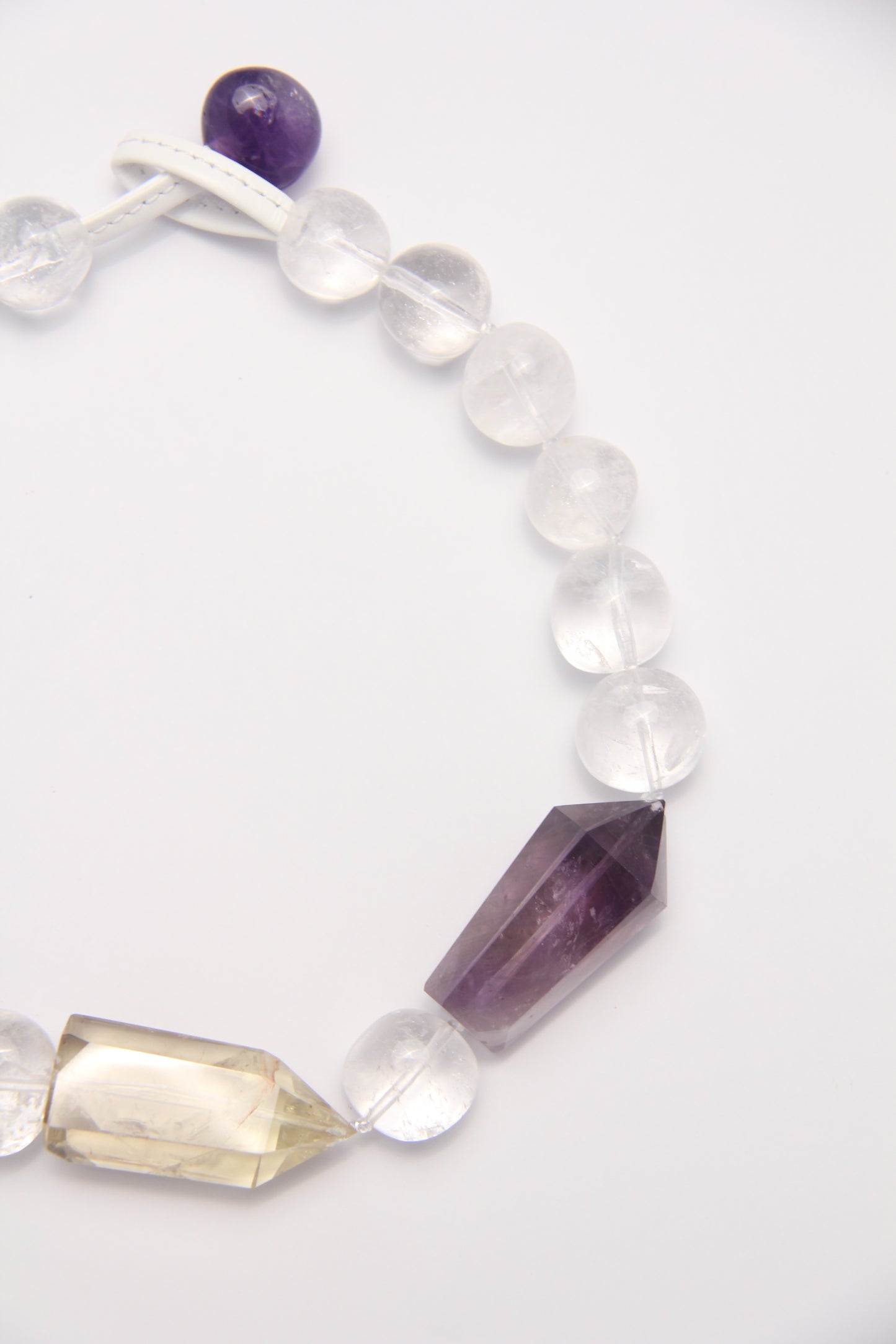 Necklace: amethyst, citrine, white crystal