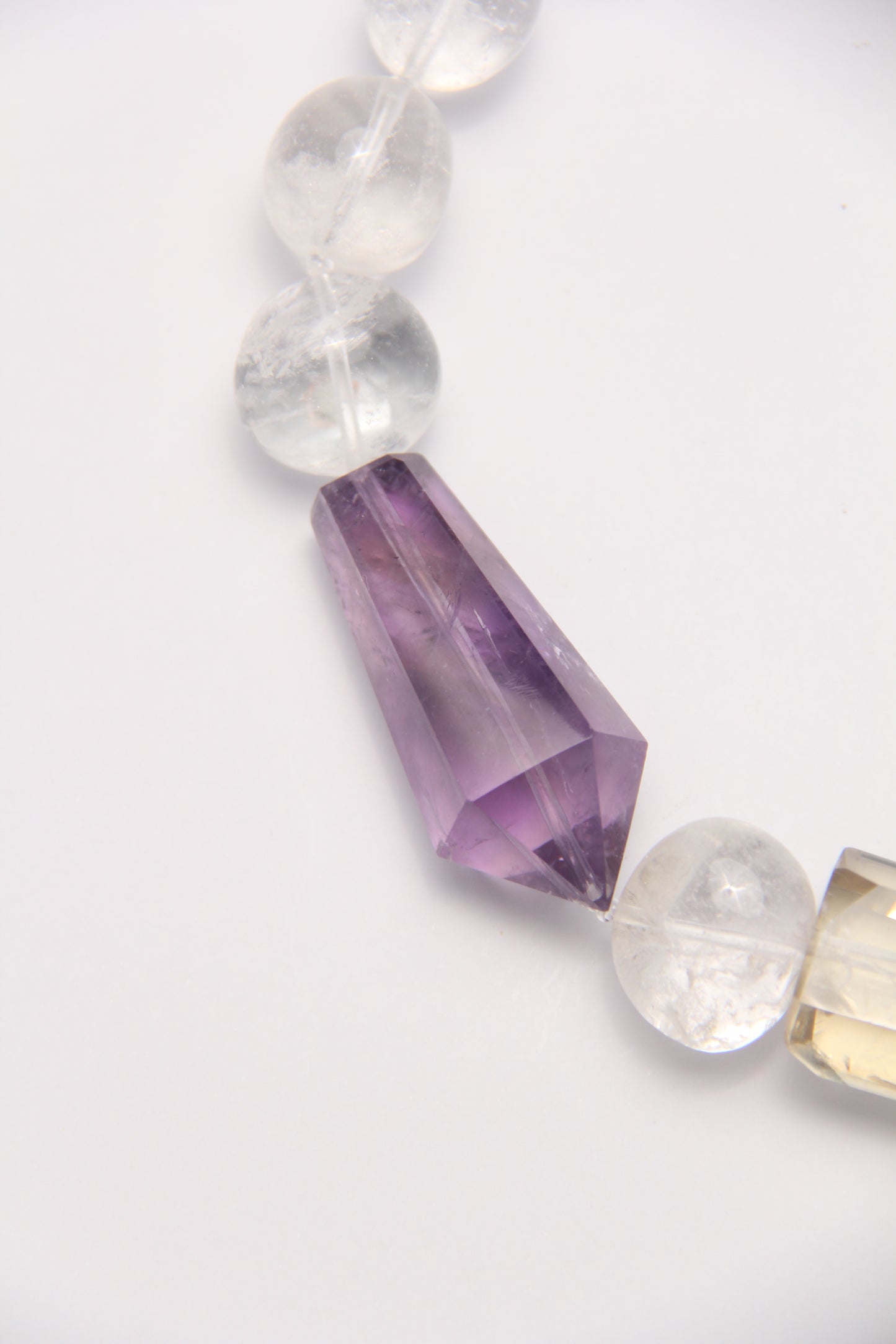 Necklace: amethyst, citrine, white crystal