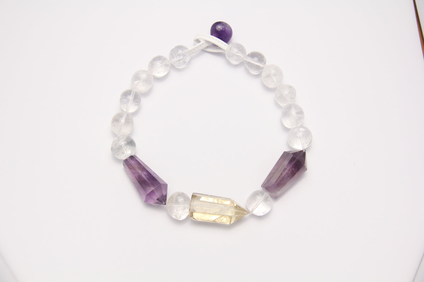 Necklace: amethyst, citrine, white crystal