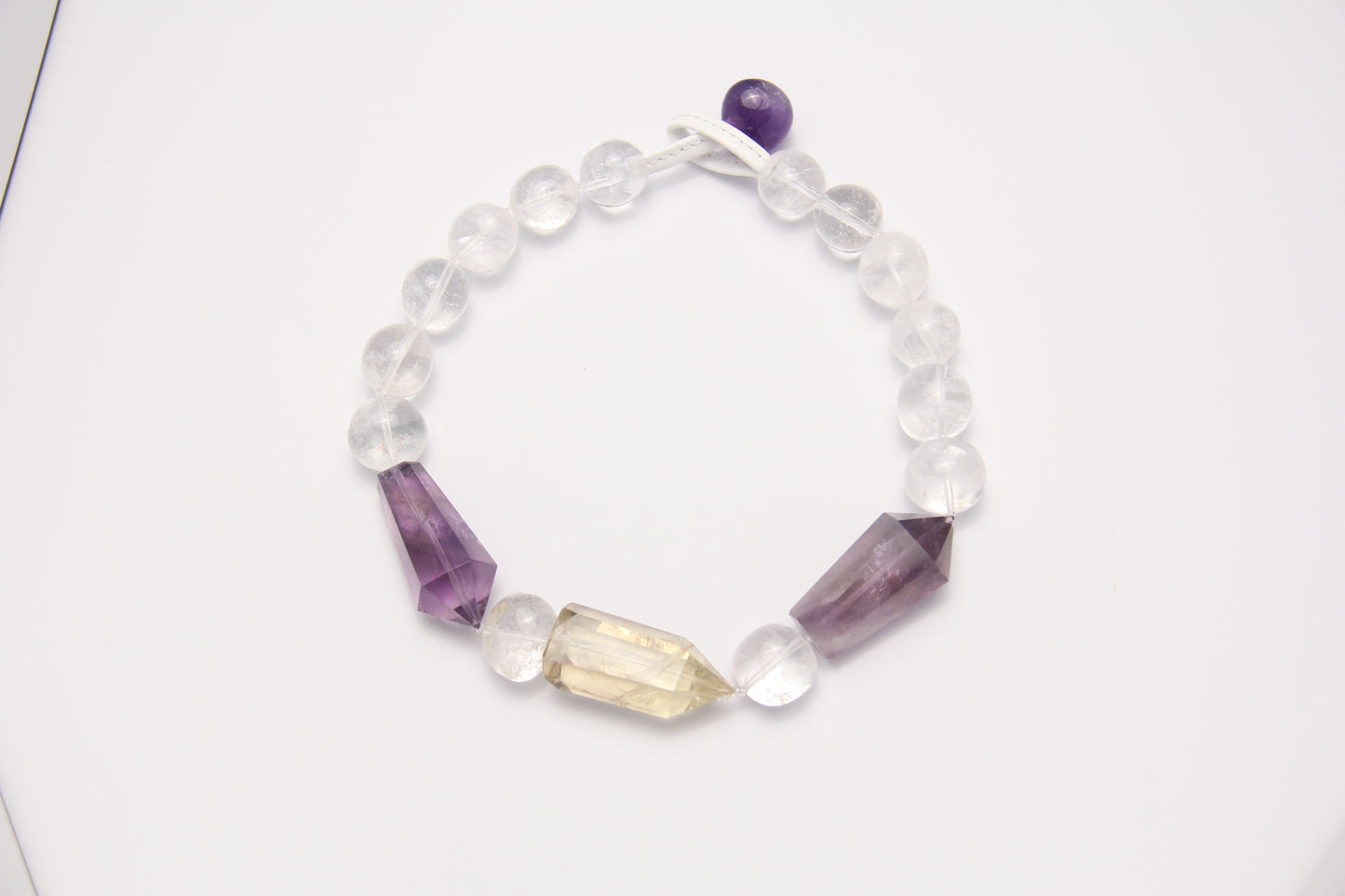 Necklace: amethyst, citrine, white crystal