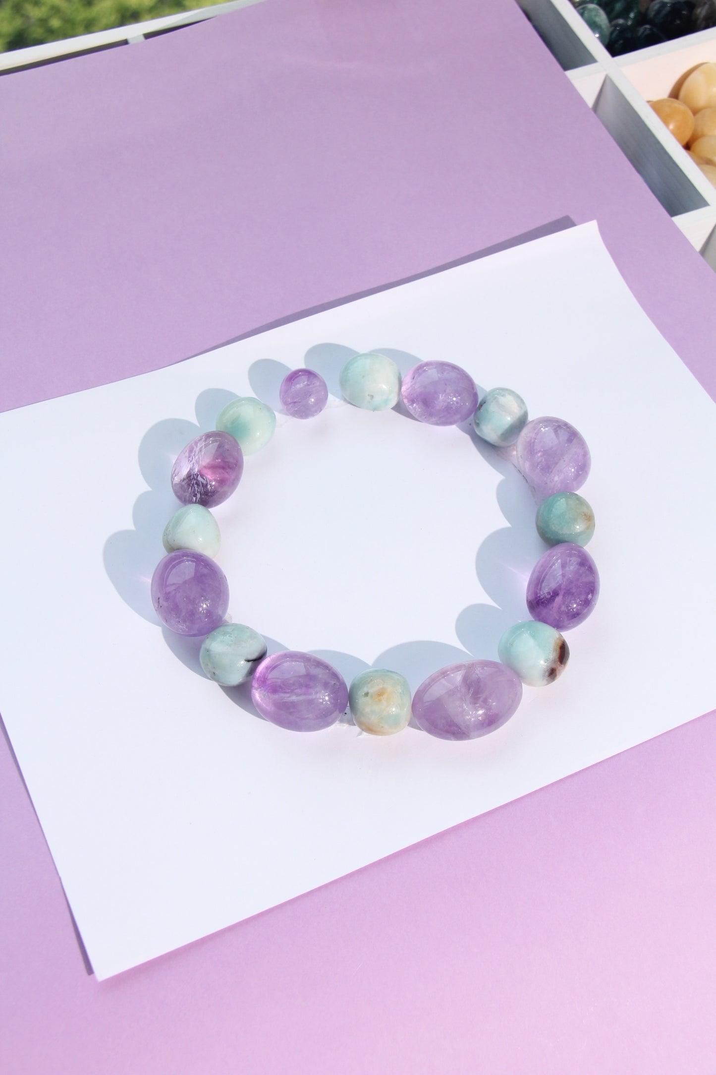 Necklace: amethyst, amazonite