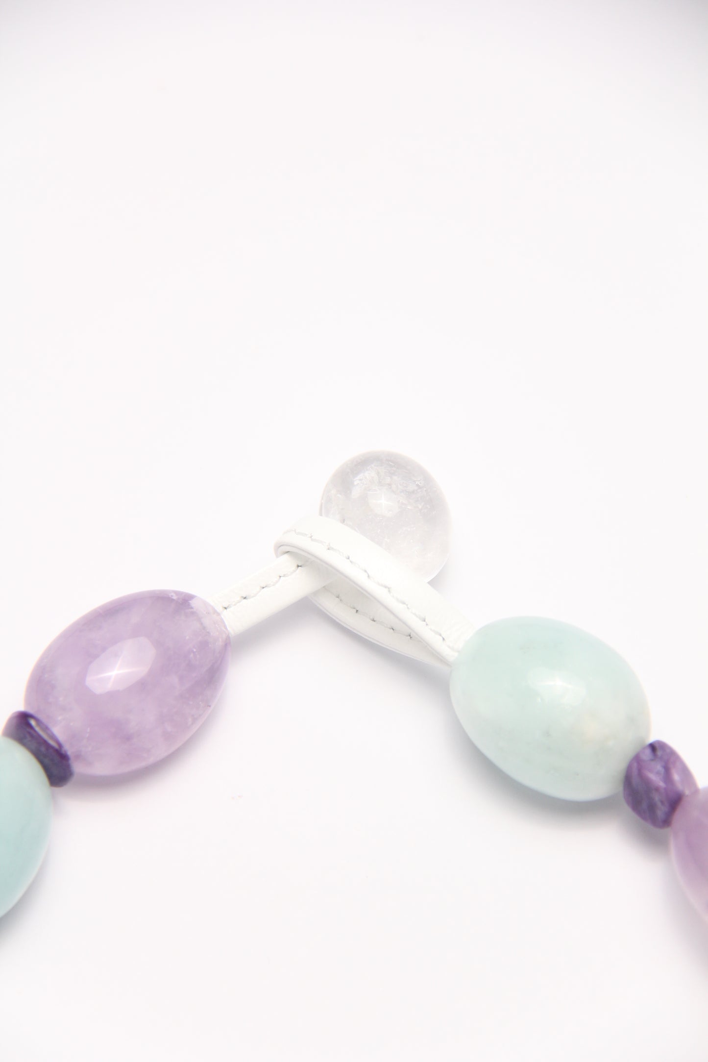 Necklace: clear quartz, aquamarine, amethyst, kunzite, charoite