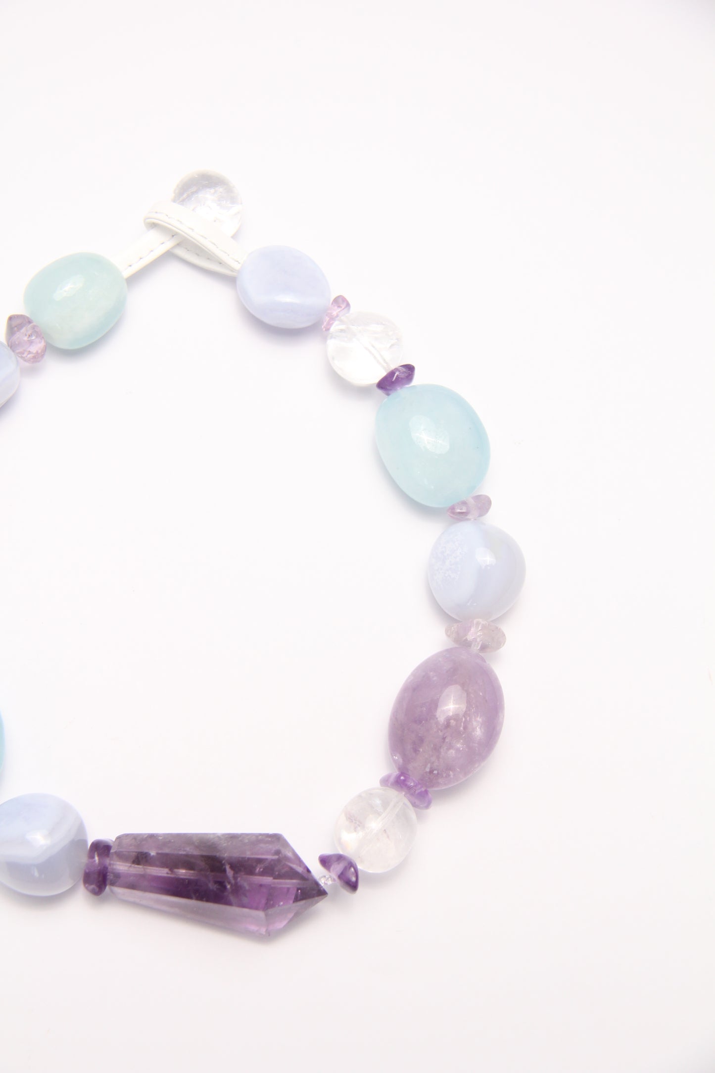 Necklace: amethyst, blue lace agate, aquamarine