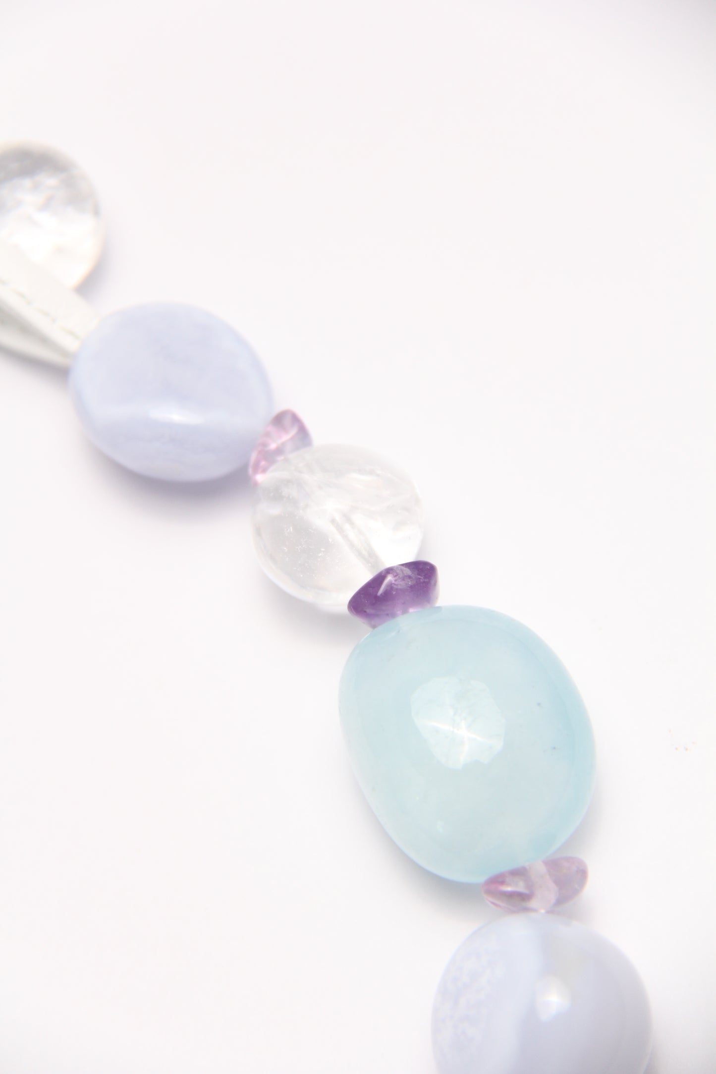 Necklace: amethyst, blue lace agate, aquamarine