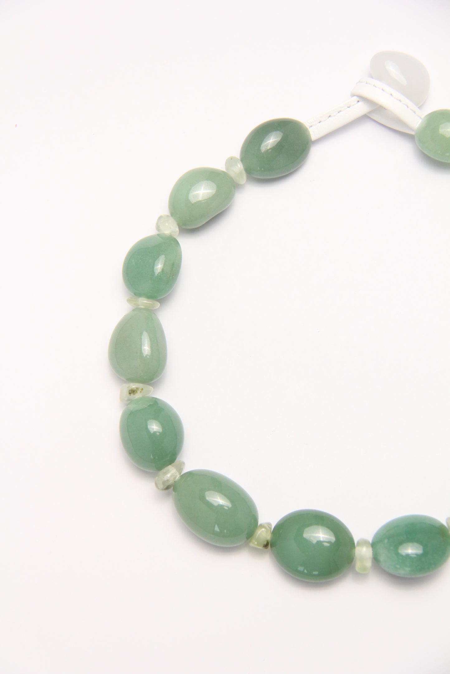 Necklace: green aventurine, prehnite