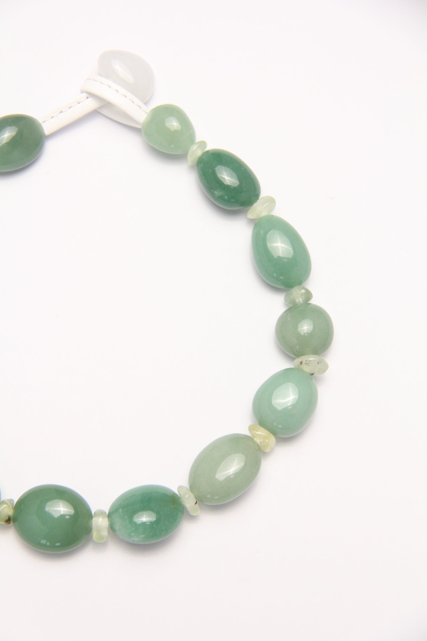 Necklace: green aventurine, prehnite