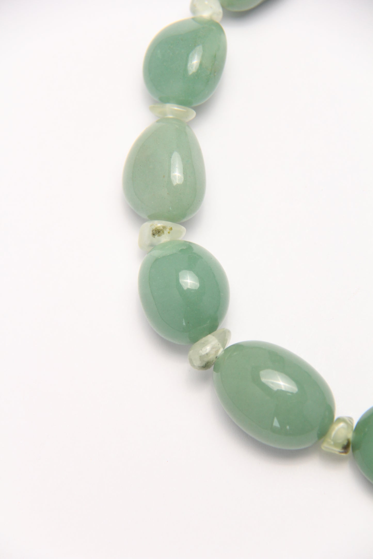 Necklace: green aventurine, prehnite