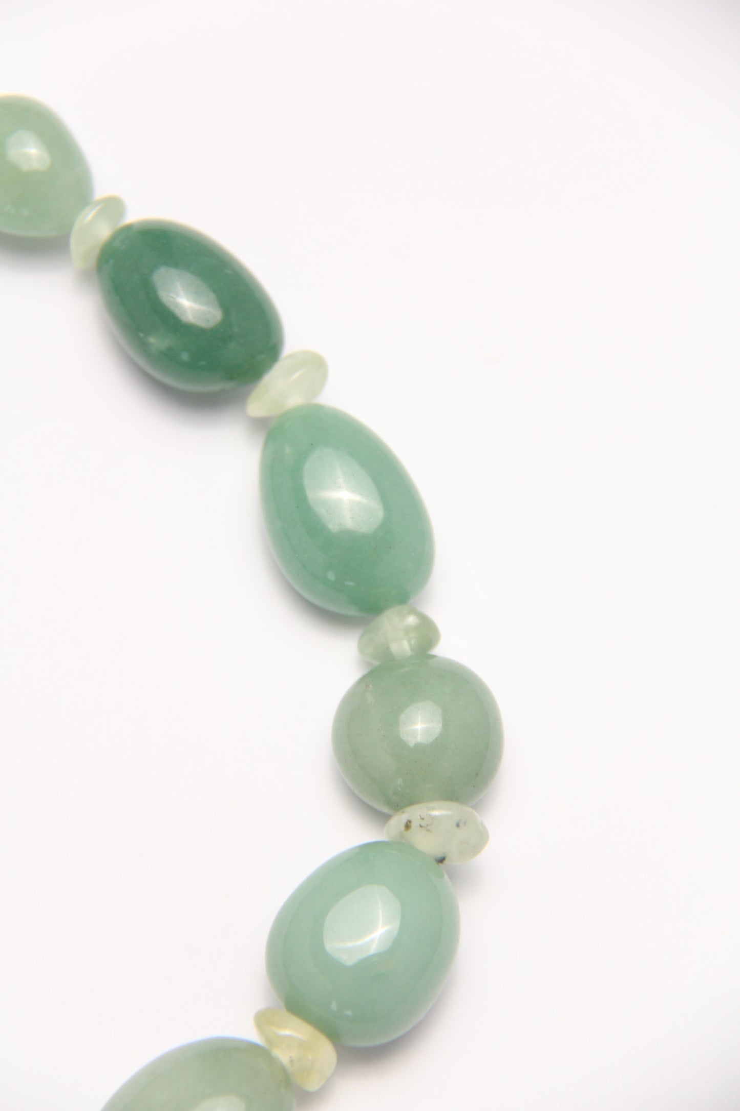 Necklace: green aventurine, prehnite