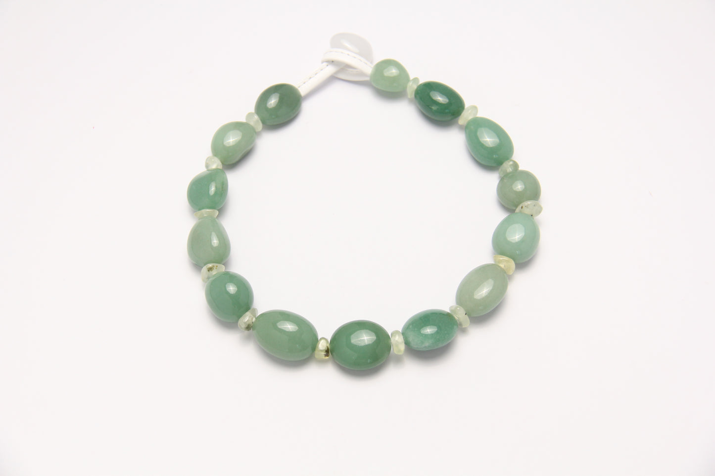 Necklace: green aventurine, prehnite