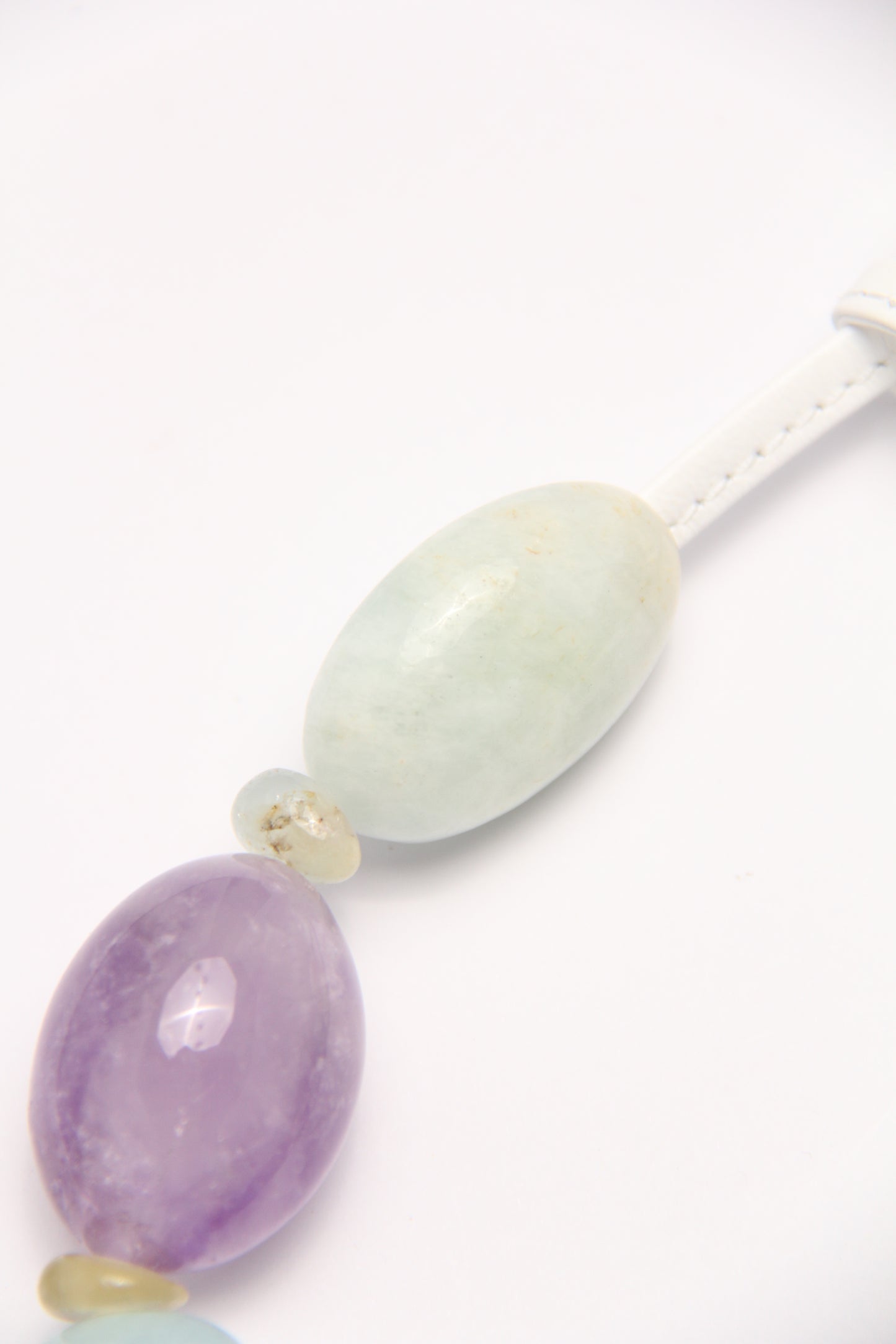 Necklace: blue lace agate, amethyst, morganite, aquamarine