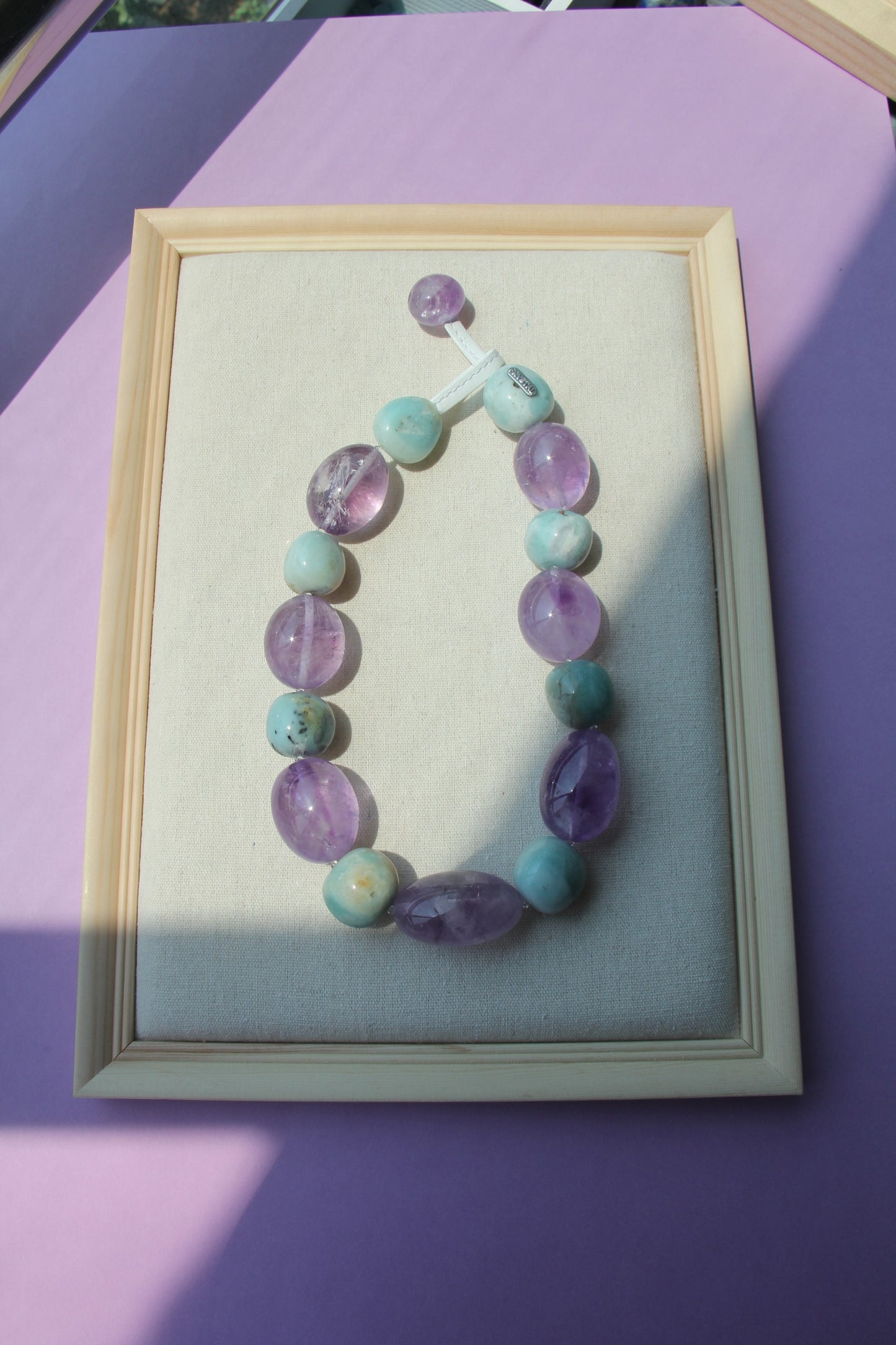 Necklace: amethyst, amazonite