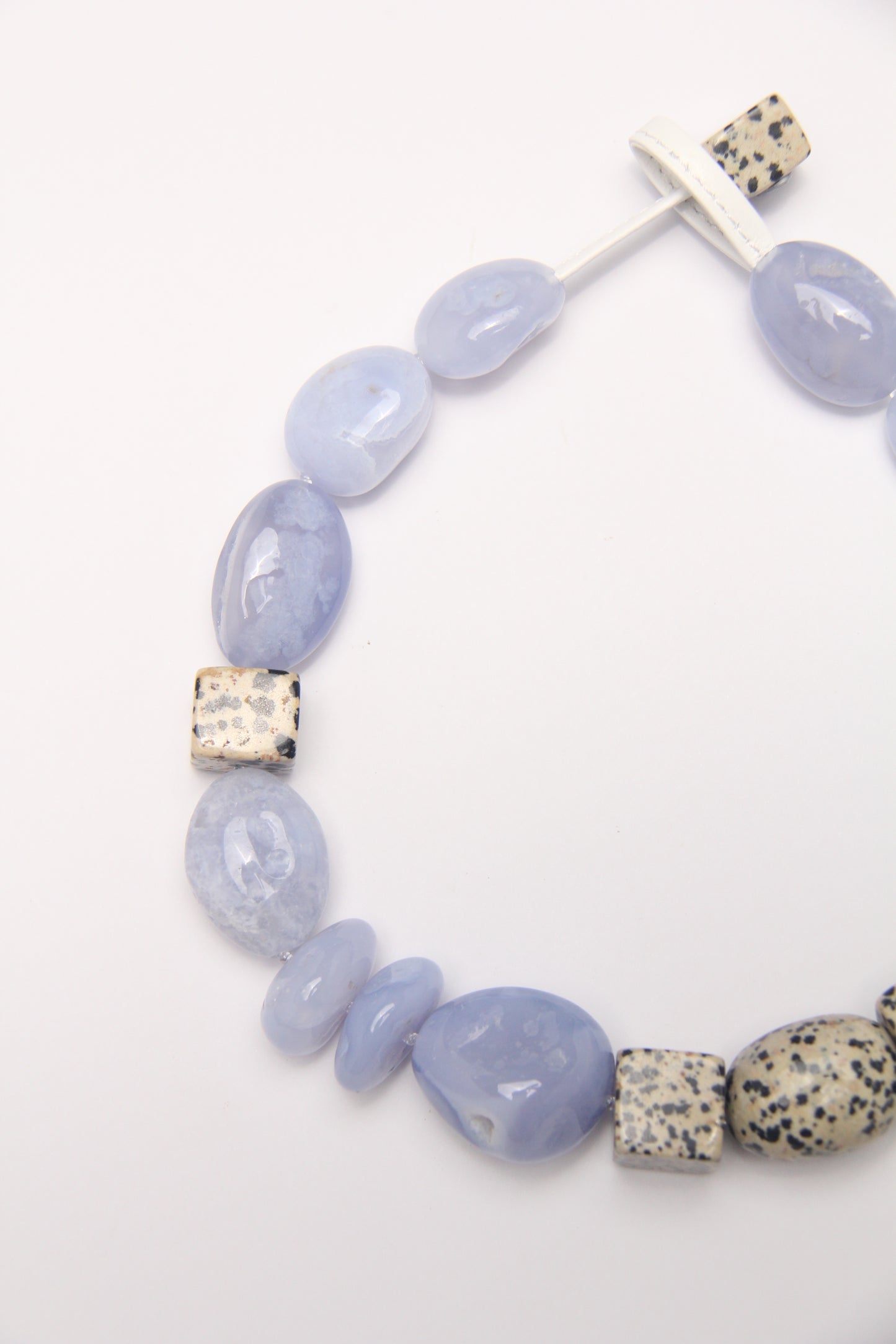 Necklace: blue lace agate, dalmatian jasper